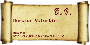 Benczur Valentin névjegykártya
